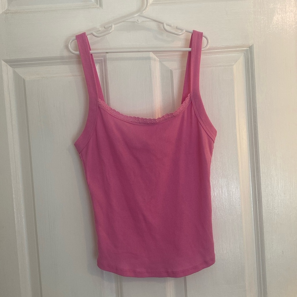 Pink lace tank top